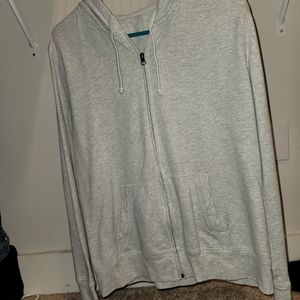 Heathered Light Gray/White Zip Up Hoodie